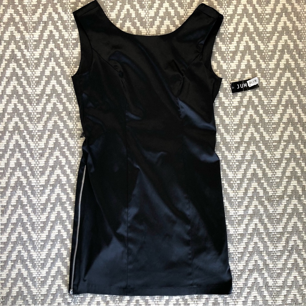 Jump Girl sleeveless little black dress with low back cut out and side zipper